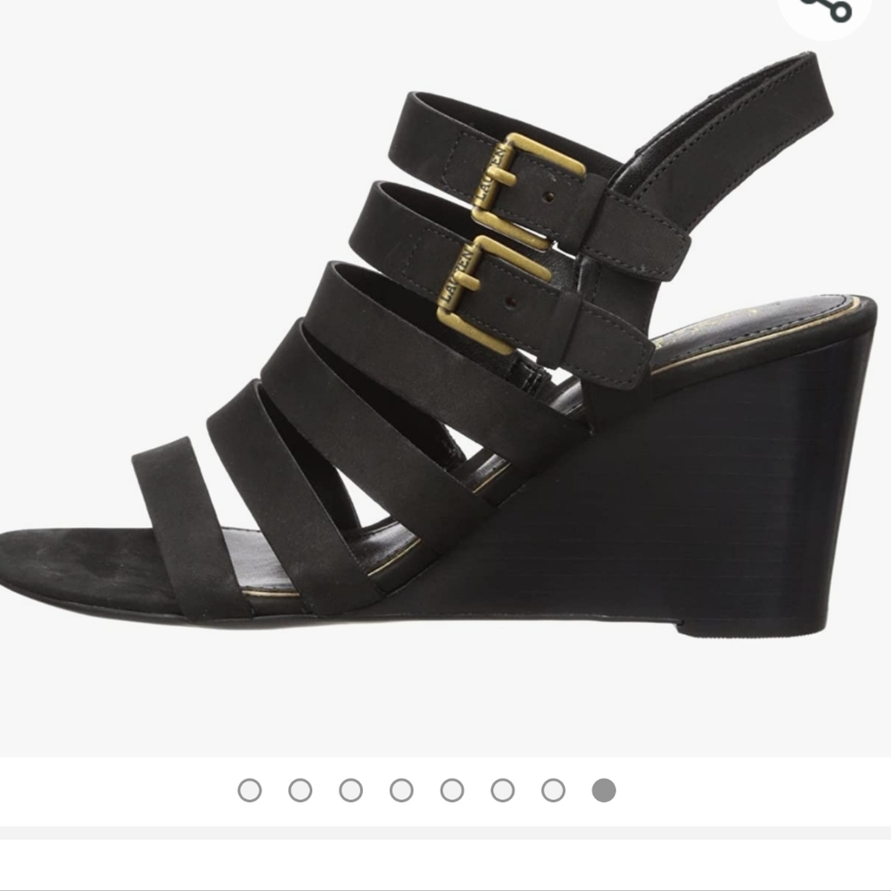 Lauren by Ralph Lauren Aleigh Strappy Slingback Black Wedge Sandals size 10